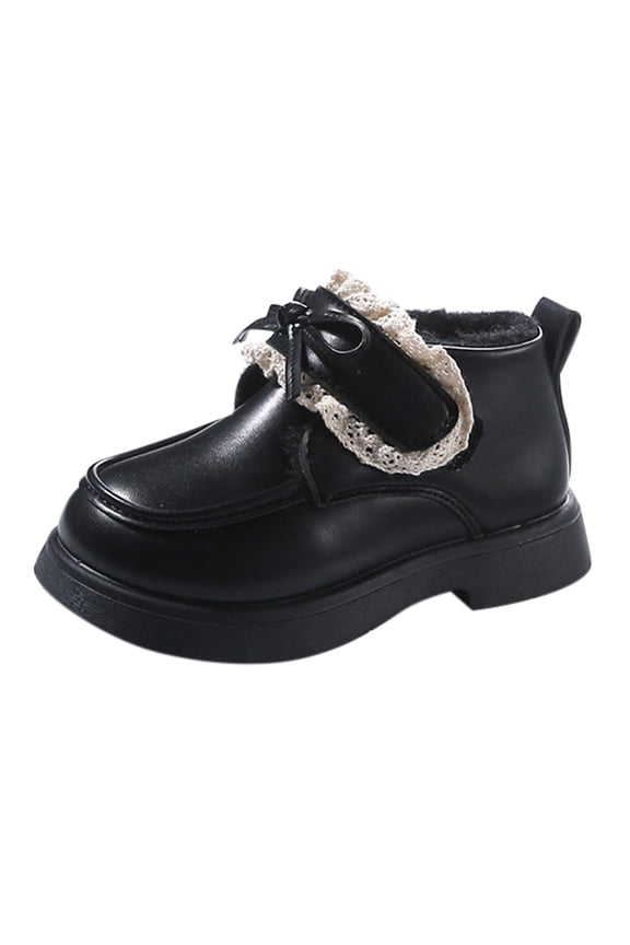 Girls Plush Lined Booties Kids Furry Winter Boots Girls Spring And Winter Little Girl Bow Fashion Princess Shoes Big Children Two Cotton Thickened Ankle Boots
