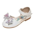thumbnail image 1 of NOKIO Girls' Princess Sandals Girls' Rhinestone Princess Sandals Girls Baby Princess Shoes Star Sequin Rhinestone Bow Sandals Dancing Shoes Pearl Bling Shoes Single Kids Shoes, 1 of 9