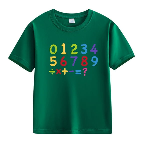 NOKIO Girls Printed Crew Neck T-Shirt Girls' 100 Days Of School Relaxed Fit T-Shirt Number Day Girls And Boys Kids T Shirts Fun Colorful Numbers