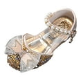 thumbnail image 1 of NOKIO Girls' Rhinestone Sandals Kids' Summer Shoes Fashion Spring And Summer Girls Sandals Dress Dance Performance Princess Shoes Sequin Mesh Bow Pearl Belt Buckle Shoes, 1 of 6