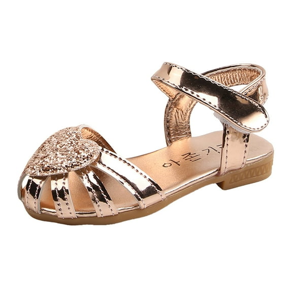 NOKIO Girls Sandals Glittler Dress Shoes Princess Crystal High Heels Party Wedding Flower Girls Shoes for Kid Toddler Flat Shoes Single Shoes Children Princess Shoes Hollow Baotou Single Shoes