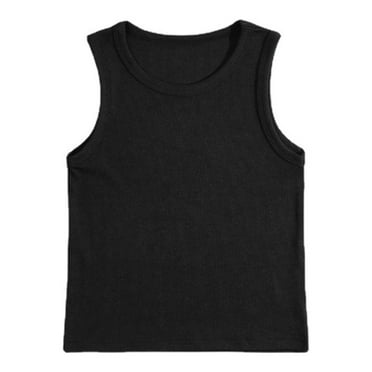 NOKIO Girls Sleeveless T-Shirt, Kids Tank Top, Stylish And Versatile Tops For Girls' School Days Kids Toddler Baby Girls Spring Summer Solid Cotton Sleeveless Vest Clothes