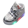 thumbnail image 1 of NOKIO Girls Sparkly Light Up Sport Shoes Bow Breathable Non Slip Running Sneakers Girls Fashion Luminous Walking Shoes Fashion LED Light Baby Shoes Soft Kids Sports Shoes, 1 of 8