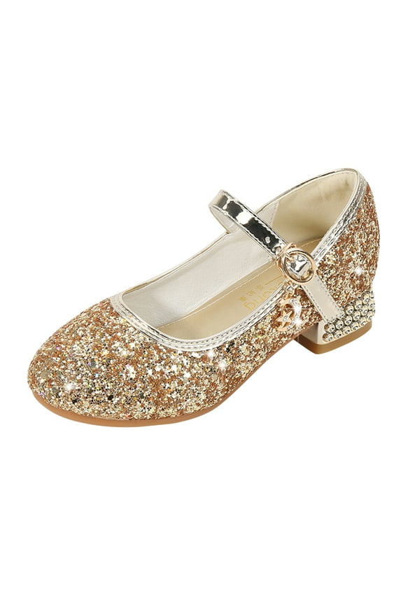 Girls' Sparkly Sandals Girls' Closed Toe Sandals Girls' Slip-On Sandals Toddler Little Kid Girls Dress Pumps Glitter Sequins Princess Low Heels Party Dance Shoes Rhinestone Sandals