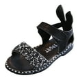 thumbnail image 1 of NOKIO Girls' Sparkly Sandals Girls' Platform Sandals Girls' Strappy Sandals Toddler Little Girl Dress Sandals Shoes Casual Slip On Ballet Flat Sequins Princess Shoes Girls' Cute Sandals, 1 of 9