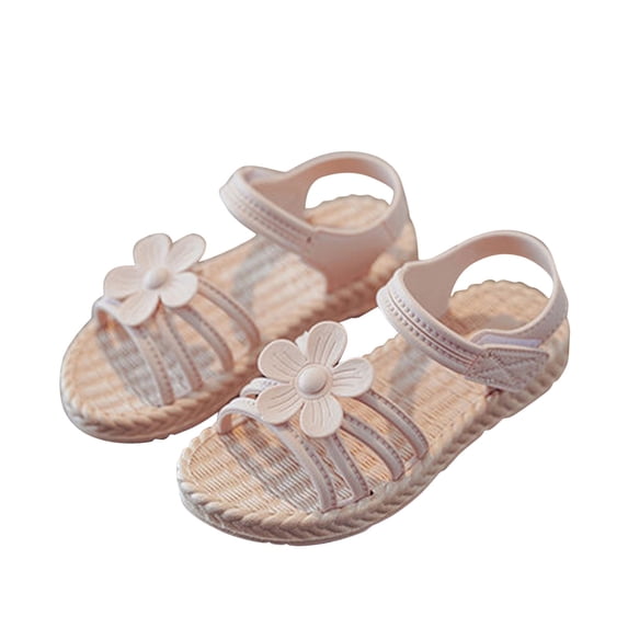 NOKIO Girls' Stylish Sandals Kids Boho Sandals Girls' Trendy Sandals Toddler Kids Girls Soild Flower Princress Shoes Soft Sole Non Slip First Walkers Prewalker Beach Shoes Sandals