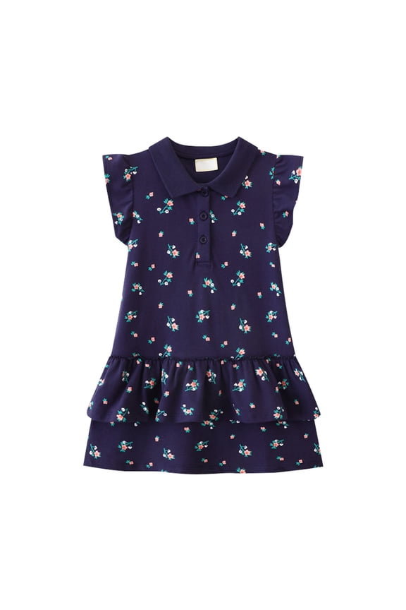 Girls' Summer Floral Dresses, Girls' Empire Waist Summer Dresses Summer Open Chest Top Neck Lace Cute Flower Pattern Princess Dress Girls A Line Princess Dress