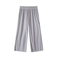 thumbnail image 1 of NOKIO Girls Summer Thin Solid Color Elastic Band Loose Casual Straight Pants Junior Girls' Flowy Wide-Leg Trousers Girls' Casual Wide-Leg Pants Junior Girls' Athletic Track Pants, 1 of 3