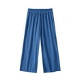 thumbnail image 1 of NOKIO Girls Summer Thin Solid Color Elastic Band Loose Casual Straight Pants Junior Girls' Flowy Wide-Leg Trousers Girls' Casual Wide-Leg Pants Junior Girls' Athletic Track Pants, 1 of 3