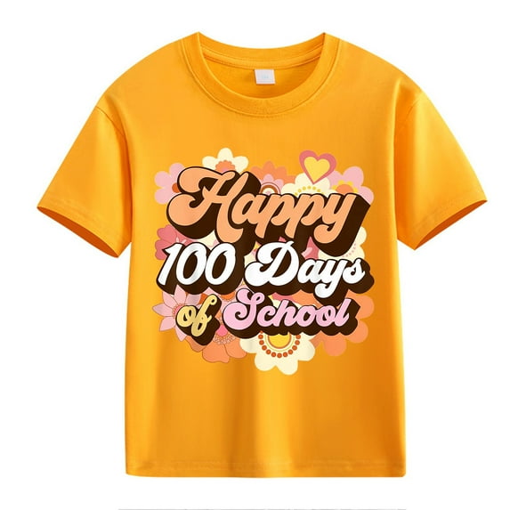 NOKIO Girls Trendy Graphic Top Girls' 100Th Day Of School Leisure Shirt 100th Day Of School Celebration For Girls And Boys Kids T Shirts Fun Colorful Numbers