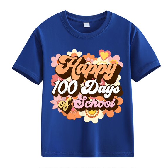 NOKIO Girls Trendy Graphic Top Girls' 100Th Day Of School Leisure Shirt 100th Day Of School Celebration For Girls And Boys Kids T Shirts Fun Colorful Numbers