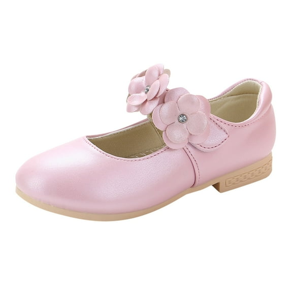 NOKIO Girls Wedding Shoes Flower Dress Shoes Princess Mary Jane School Uniform Dress Shoes with Strap in Graduation, Prom and Daily Flats for Kid Girls Wedding Party Princess Shoes