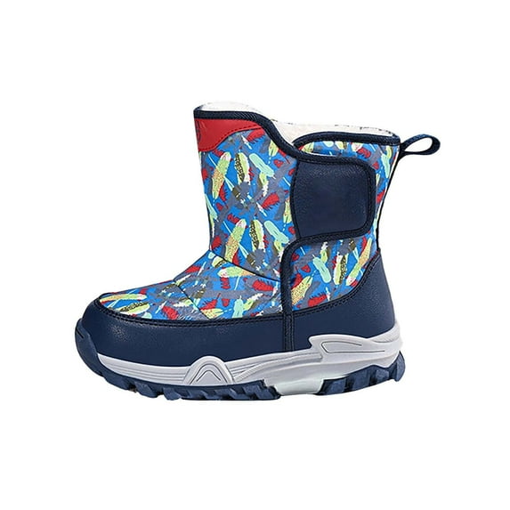 NOKIO Girls Winter Boots With Slip-Resistant Soles Trendy Girls Snow Boots Girls Boys Snow Boots Outdoor Warm Comfortable Non Slip Mid Calf Padded Small Big Kids Winter Shoes