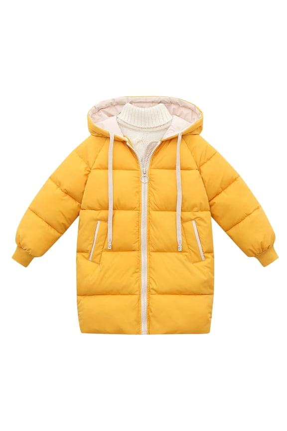 Grade Schooler Hooded Insulated Jackets Kids Child Toddler Baby Boys Girls Long Sleeve Solid Patchwork Winter Coats Jacket Hooded Outer Outwear Outfits Clothes Toddler Baby Girl Boy Winter Coats