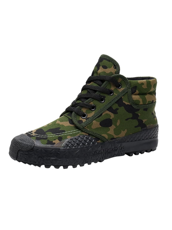 High-top Sports Shoes Canvas Camouflage Shoes Outdoor Mountaineering Shoes Breathable La𝖼e Up Sneakers Non S𝗅ip Hiking Sport Shoe Casual Work Training Shoes