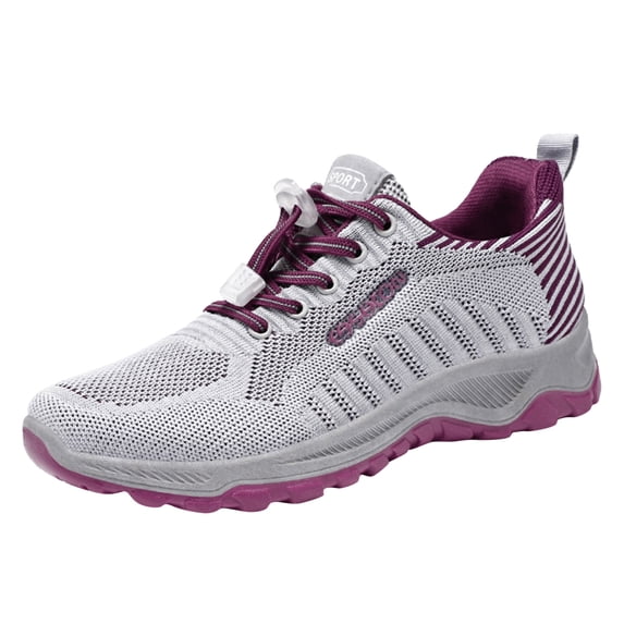 NOKIO Hiking Sneakers for Women Lightweight Outdoor Walking Shoes with Elastic 𝖫a𝖼e Up, Comfortable Casual Running Shoes Mesh Breathable Sports Shoes for Back to College