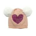 thumbnail image 1 of NOKIO Holiday Knit Hat For Kids Toddler Christmas Pom Pom Hat Children's Knit Hat Woolen Hat Double Hairball Woolen Hat Girls Children Love Knit Hat Valentine's Day, 1 of 5