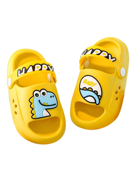 Home Slippers For Children Kids Girls Boys - Open-Toe Breathable House Slippers, Summer Cartoon Slides with Cloud Soft Sole for Girls Indoor Outdoor Play