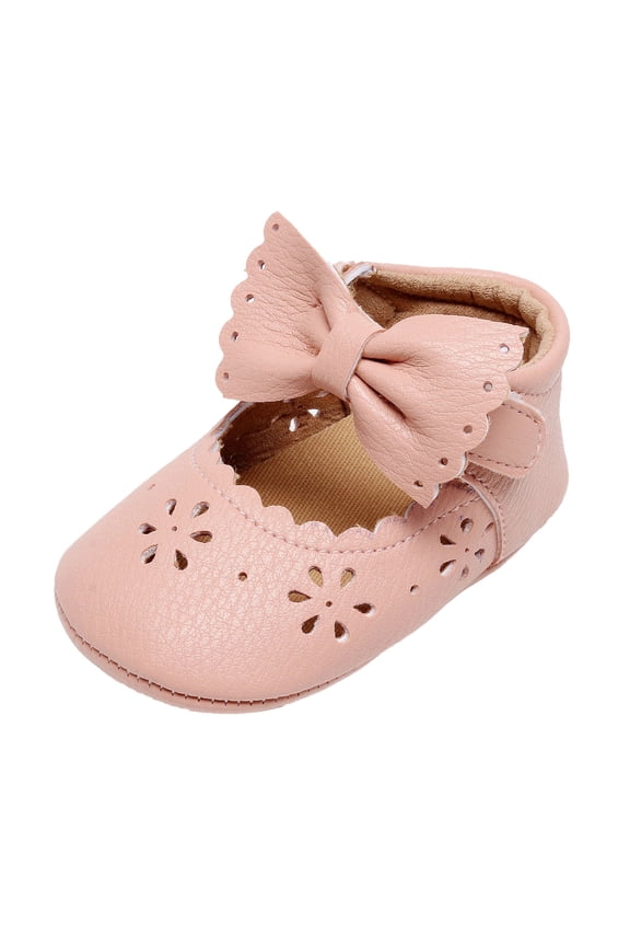 Hook & Loop Closure Toddler Girl Shoes with Bowknot Design, Flexible Sole Breathable Baby Princess Shoes for Early Walkers 0-18 Months - Lightweight Summer Footwear