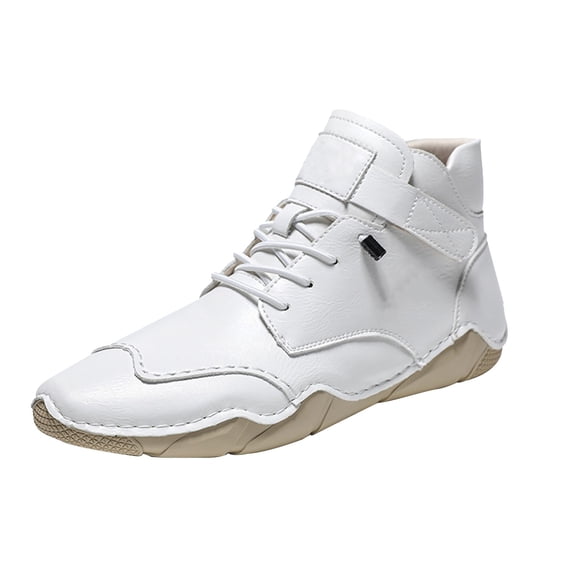 NOKIO Italian Handmade High Boots Shoes Men Non Slip Lightweight Breathable Casual Barefoot Boots Shoes For Hiking Camping & Driving All Season High Top Chukka Sneakers
