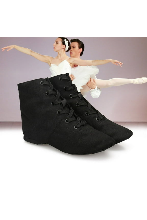 Jazz Shoes for Woman Canvas Jazz Dance Boots Ballet Dancing Sneakers for Adult Men Women Canvas Lace-up Dance Shoes Flat Practice Jazz Dancing Boots for Men Women