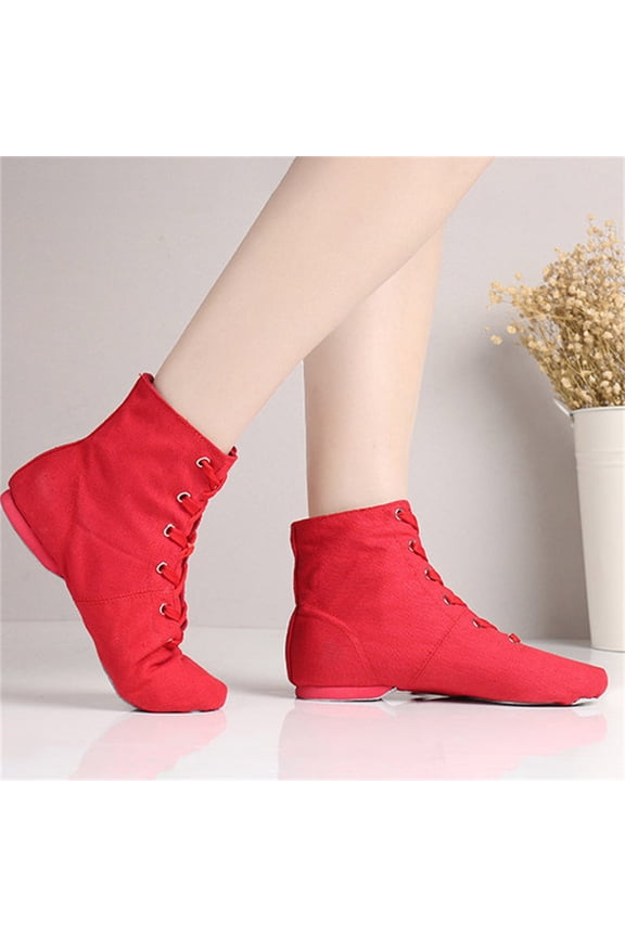 Jazz Shoes for Woman Canvas Jazz Dance Boots Ballet Dancing Sneakers for Adult Men Women Canvas Lace-up Dance Shoes Flat Practice Jazz Dancing Boots for Men Women