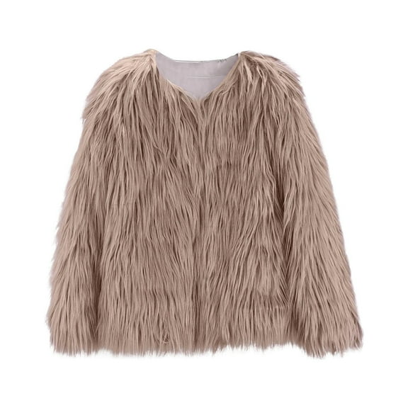 NOKIO Kids Baby Girls Long Sleeve Furry Coat Faux Fur Coat Jacket Winter Thick Warm Fleece Coat Outwear Baby Girls Jacket Thick Warm Outwear Clothes Children Winter Coat 2-10 Years