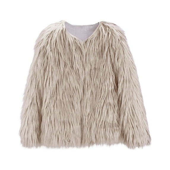 NOKIO Kids Baby Girls Long Sleeve Furry Coat Faux Fur Coat Jacket Winter Thick Warm Fleece Coat Outwear Baby Girls Jacket Thick Warm Outwear Clothes Children Winter Coat 2-10 Years