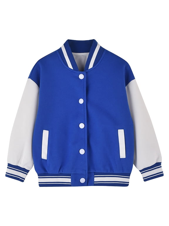Kids Baseball Jackets Girls Boys Varsity Jackets Casual Lightweight Sports Bomber Jacket School Jackets Kids Boys Girls Classic Fit Crewneck Soft Multi Pack Basic Loose Casual Jacket Top