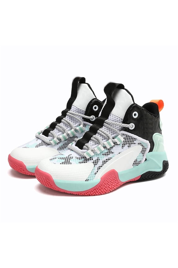 Kids Basketball Shoes, Leather Trendy Casual Sports Shoes Breathable Comfortable Boys Sneakers for Big Kids High Top Youth Fashion Sneakers Girls Casual Sports Shoes Comfortable Boys Sneakers