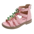 thumbnail image 1 of NOKIO Kids Boho Sandals Girls' Platform Sandals Adorable Girls High Top Sandals With Floral Embellishments And Convenient Back Zipper Perfect For Princesses Children'S Sandals, 1 of 9