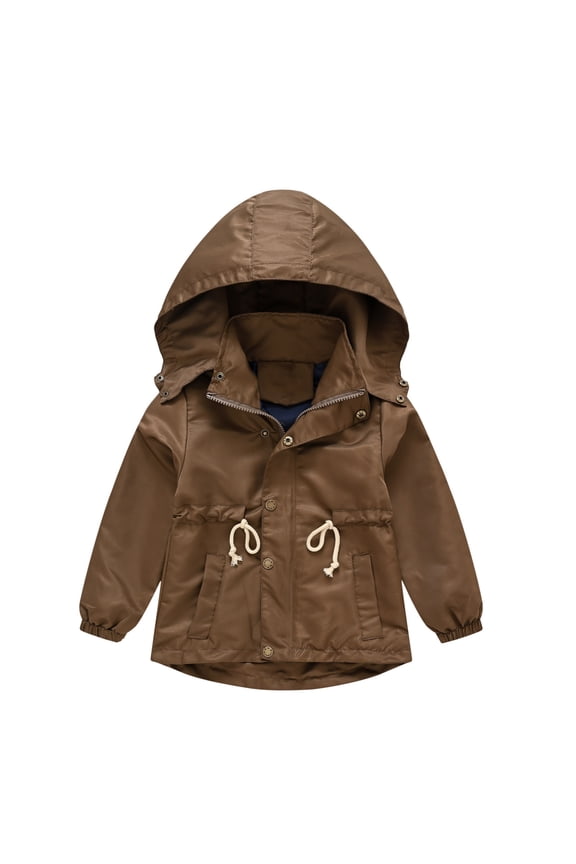 Kids Breathable Raincoat, Little Boys Hooded Parka, Kids Boys Girls Winter Coat With Pocket Hooded Jacket Toddler Zipper Windproof Outwear Toddler Fall Outerwear Boys' Windbreaker Jackets