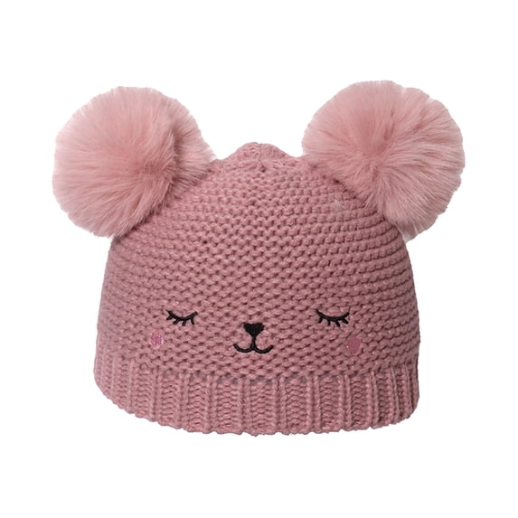 NOKIO Kids Christmas Sweater Hat Toddler Christmas Pom Pom Hat Children's Knit Hat Woolen Hat Winter Double Hairball Woolen Hat Pullover Hat Girl Children's Cartoon Knit Hat Cute Bear