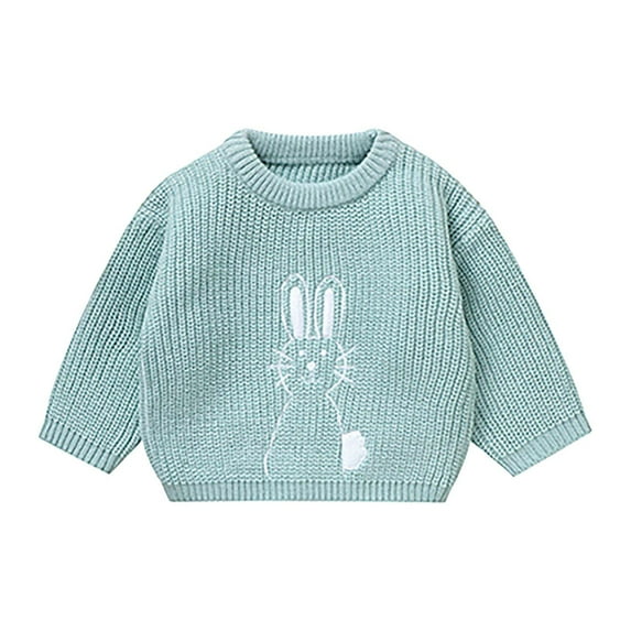 NOKIO Kids Embroidered Christmas Jumper Warm Winter Jumper Cozy Knit Sweater Boys Girls Fall And Winter Cute Bunny Embroidery Warm Knitted Sweater