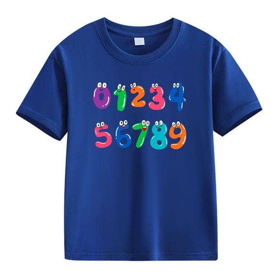 NOKIO Kids Graphic Round Neck Short Sleeve Shirt Boys' 100Th Day Of School Graphic Tee Number Day Girls And Boys Kids T Shirts Fun Colorful Numbers
