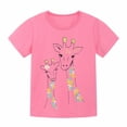 thumbnail image 1 of NOKIO Kids Graphic Tee T-Shirt, Cute And Comfortable Summer Tops For Girls Children's Summer T Shirt Giraffe Print Short Sleeve Crewneck Top Casual Out For 1 To 7 Years, 1 of 6