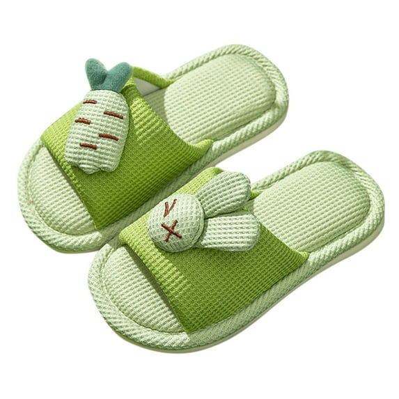 NOKIO Kids Lightweight Linen Slippers Boys Girls Breathable Flip Flops Girls Boys Kids Home Slides Indoor Floor Cute Cartoon Soft Comfortable Non Slip Cotton Linen Slipper