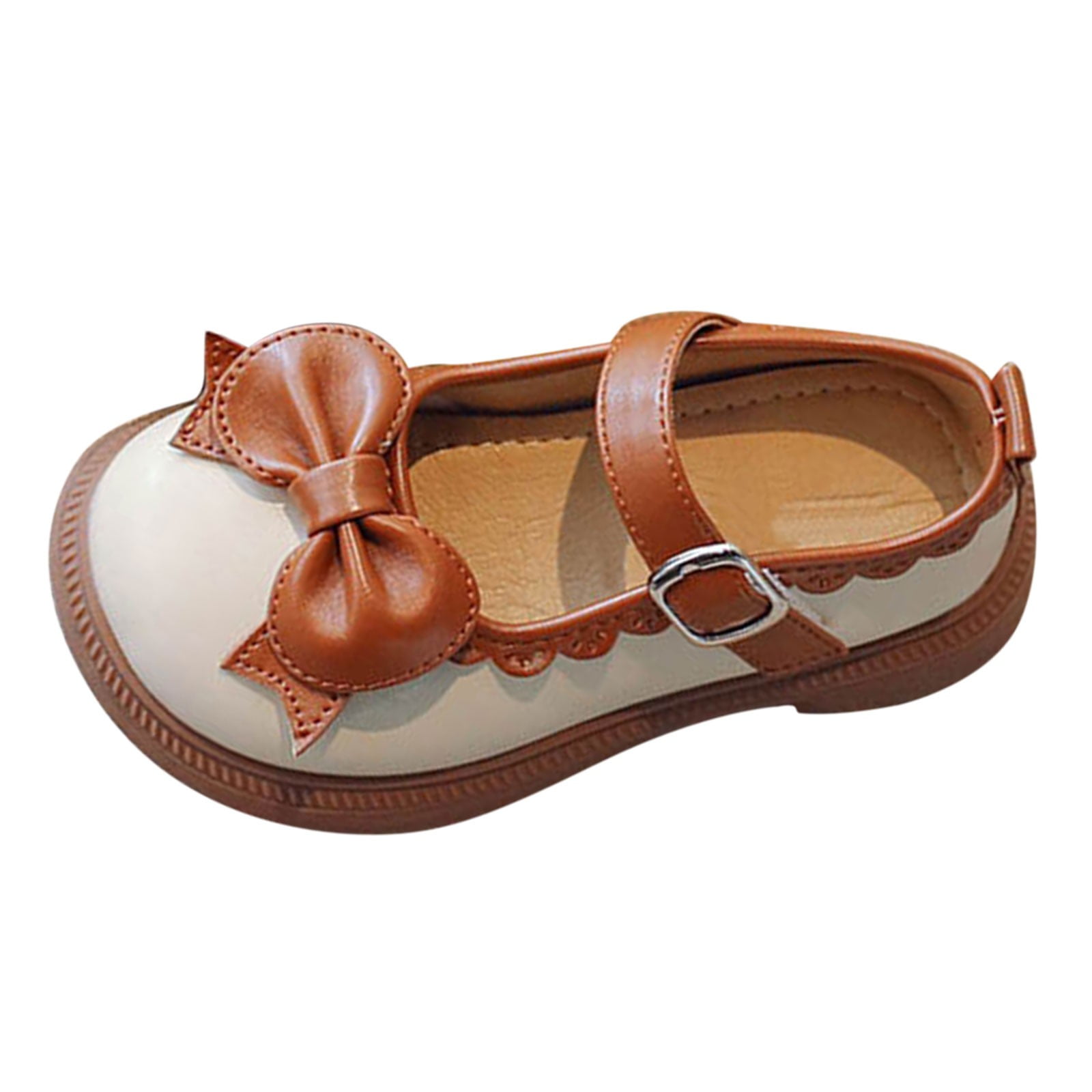 Andanines Girls Leather Mary Jane Bow Shoes in Red