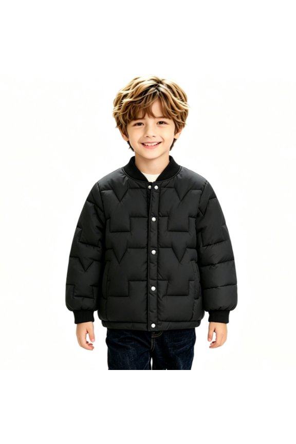 Kids Padded Liner Jacket Stand Collar Insulated Quilted Lightweight Inner Coat Button Warm Layering Outerwear for Boys Girls School Fall Winter Wear