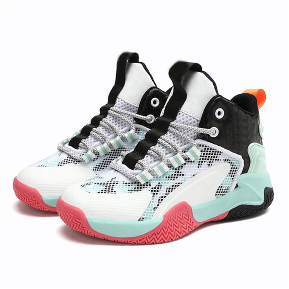NOKIO Kids Performance Basketball Sneakers High-Top Comfort Shoes for Little-Big Boys Girls Non-Slip Indoor Outdoor Court Trainers
