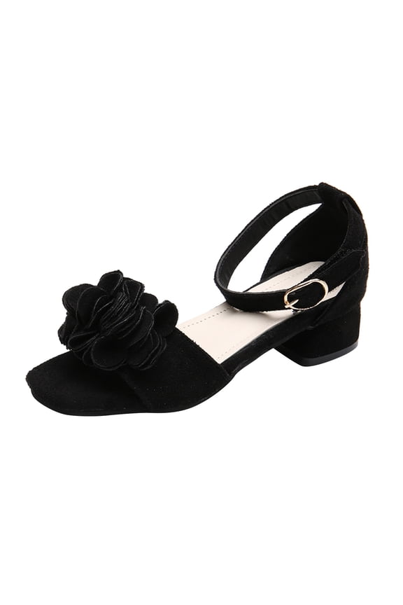 Kids Princess Sandals with Chunky Heel - Fashionable Children’s Strappy Dress Shoes , Breathable Orthopedic Support Outdoor Footwear