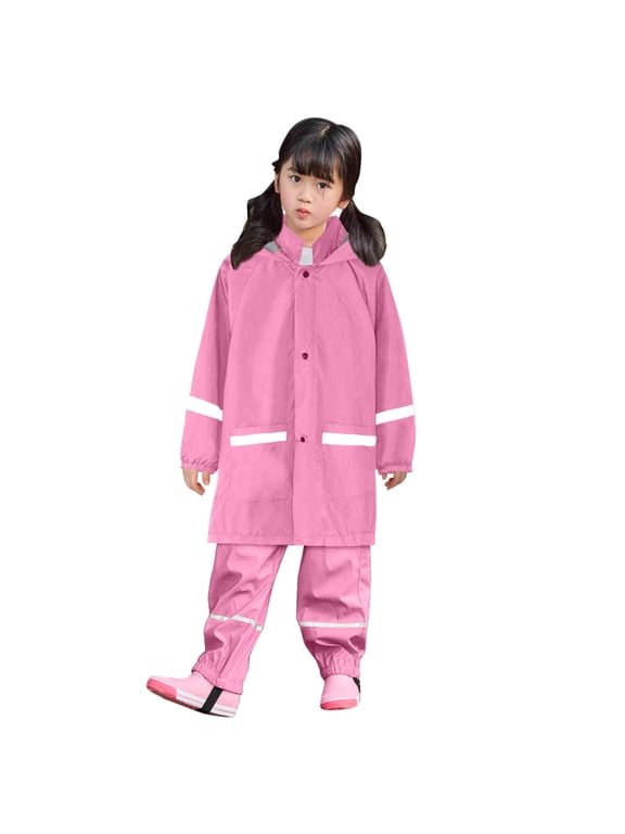 Kids Rain and Snow Suit for Boys Girls with Detachable Hood, Waterproof Raincoat and Pants - Ideal for Rain and Snow
