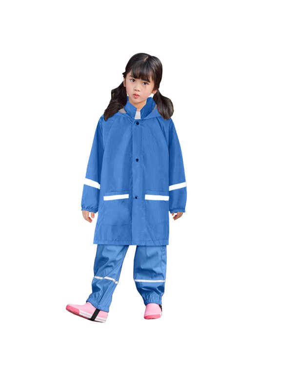 Kids Rain and Snow Suit for Boys Girls with Detachable Hood, Waterproof Raincoat and Pants - Ideal for Rain and Snow
