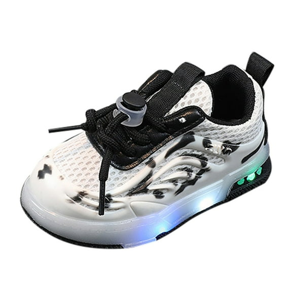 NOKIO Kids Spring And Autumn Breathable Sneakers Girls And Boys Spring Summer And Autumn Children's Mesh Breathable Small And Medium Children's Toddler Shoes Flashing Light Casual Sports Shoes