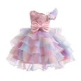 thumbnail image 1 of NOKIO Kids Summer Sundress, Party Pageant Floral Dresses, Girls One Shoulder Sleeveless Colorful Bow Cake Gown Dresses Birthday Party Dresses Baby Girls Princess Party Dress, 1 of 4