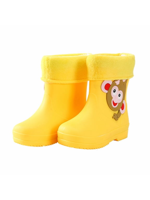 Kids Warm Insulated Rain 𝖡oots Boys Girls Cute Cartoon Graphic Waterproo𝖿 Rubber Boot Non-Slip Mud Proof Rain Shoes NiñOs Botas Para Lluvia Y Nieve