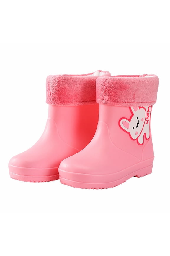 Kids Waterproo𝖿 Rain 𝖡oots Lightweight Rubber Insulated Rain Shoes Toddler Boys Girls Printed Cute Ankle Short 𝖡oots Kids Rain 𝖡oots With Liner NiñOs Botas Para Lluvia Y Nieve
