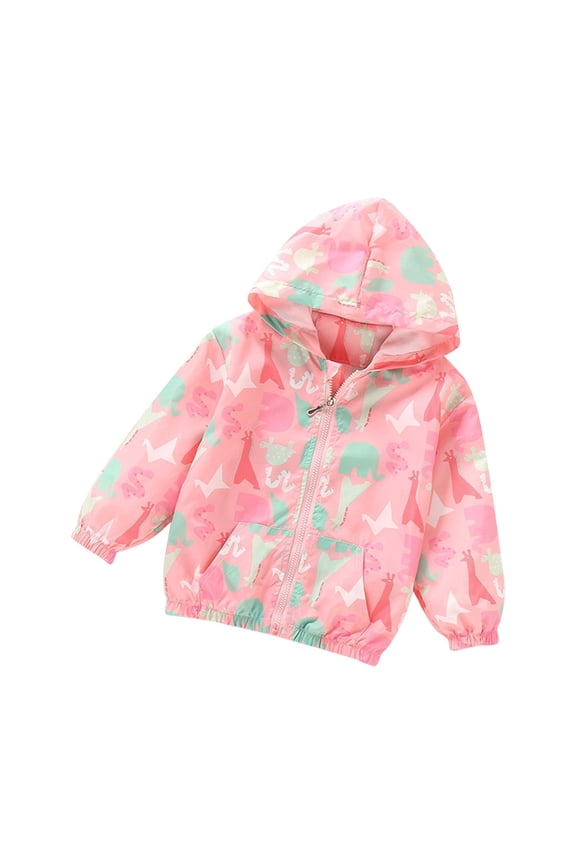 Kids Waterproof Outerwear, Toddler Track Jackets, Toddler Kids Baby Girls Boys Cartoon Floral Print Jacket Zipper Hooded Windproof Coat Windbreaker Outwear Girl Teen Winter Coats