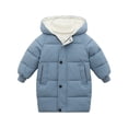 thumbnail image 1 of NOKIO Kids' Winter Windproof Jacket Toddler Girls Boys Autumn Winter Long Sleeve Thick Solid Color Long Down Zipper Hood Coat For 1 To 8 Years Boys' Girls' Long Sleeve Windbreaker Coat, 1 of 9