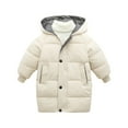thumbnail image 1 of NOKIO Kids Winter Coat Toddler Girls Boys Autumn Winter Long Sleeve Thick Solid Color Long Down Zipper Hood Coat For 1 To 8 Years Children'S Down Puffer Jacket With Elastic Cuffs, 1 of 4